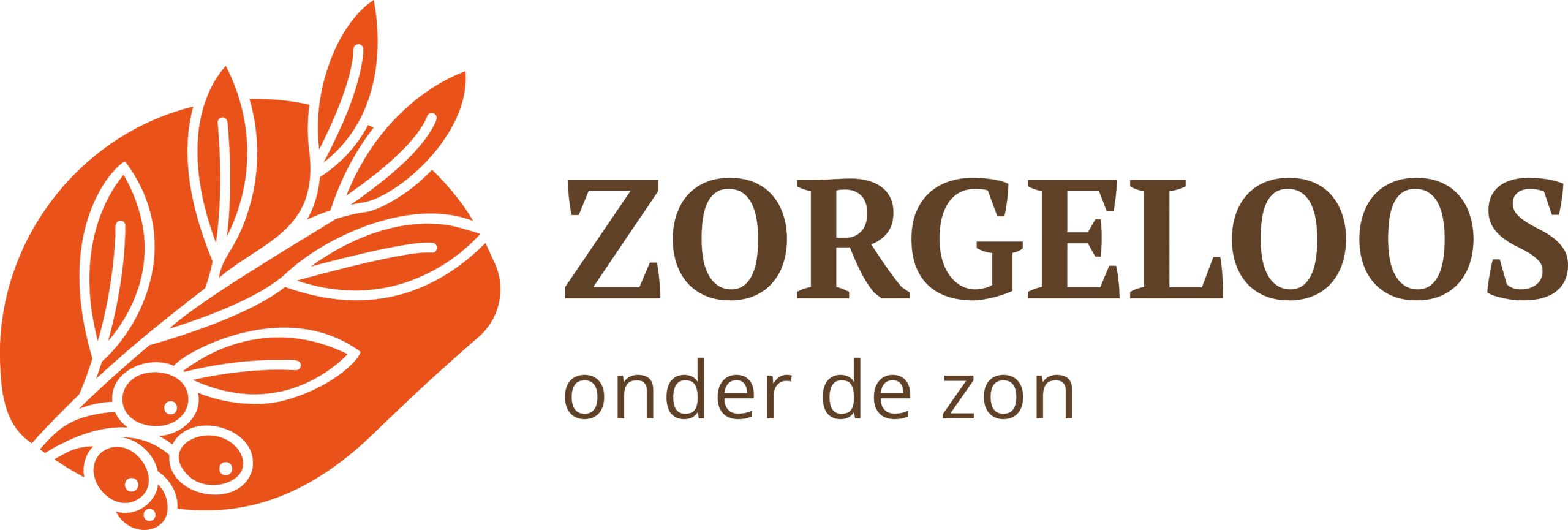 Logo van Zorgeloos onder de Zon met olijftak – symbool voor rust, hulp en regelgeving in Spanje